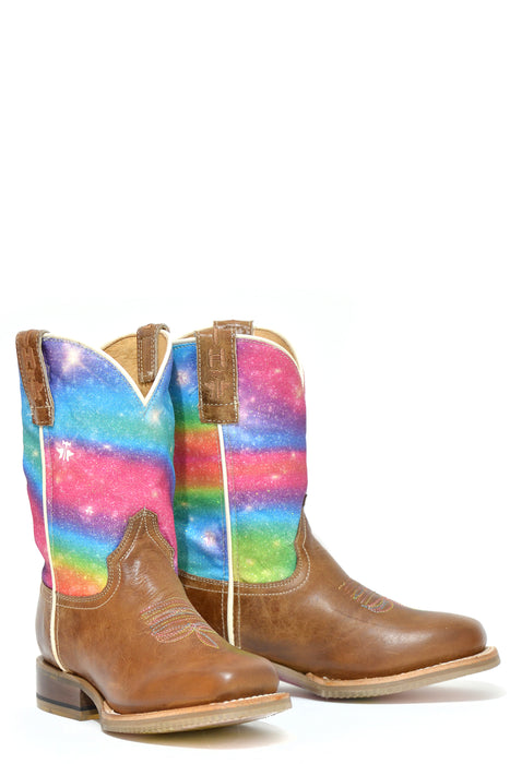 Girls Tin Haul "Rainbow Sparkles" Western Square Toe Boot