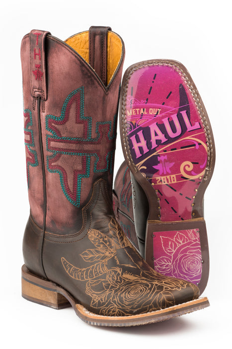 Women's Tin Haul "Bullheaded" Western Square Toe Boot