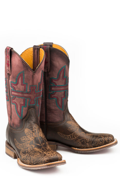 Women's Tin Haul "Bullheaded" Western Square Toe Boot